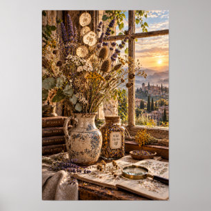 Affiche Nature morte botanique d'herbes sauvages près de l