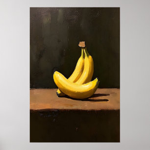 Affiche Nature morte de banane peinture à l'huile vintage,