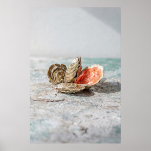 Affiche Nature morte de coquilles d'huîtres dans des neutr