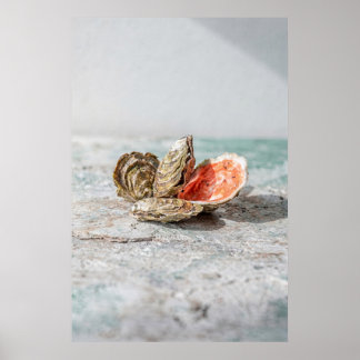 Affiche Nature morte de coquilles d'huîtres dans des neutr