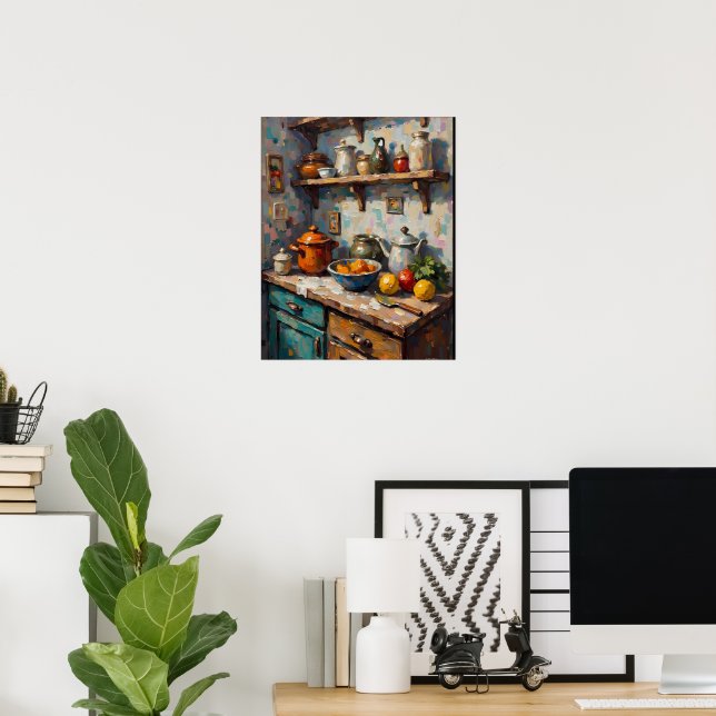 Affiche Nature morte de cuisine rustique (Bureau à domicile)