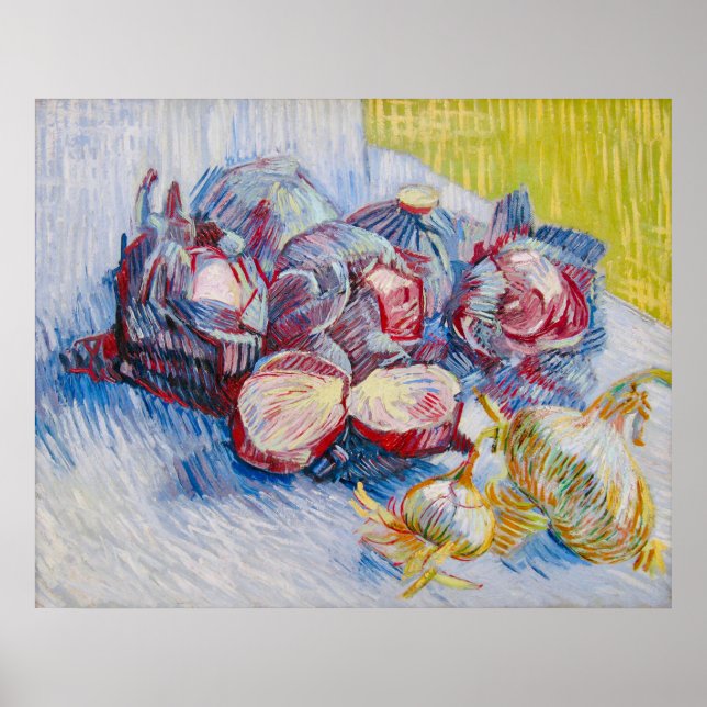 Affiche Nature morte de Van Gogh avec des choux et des oig (Devant)