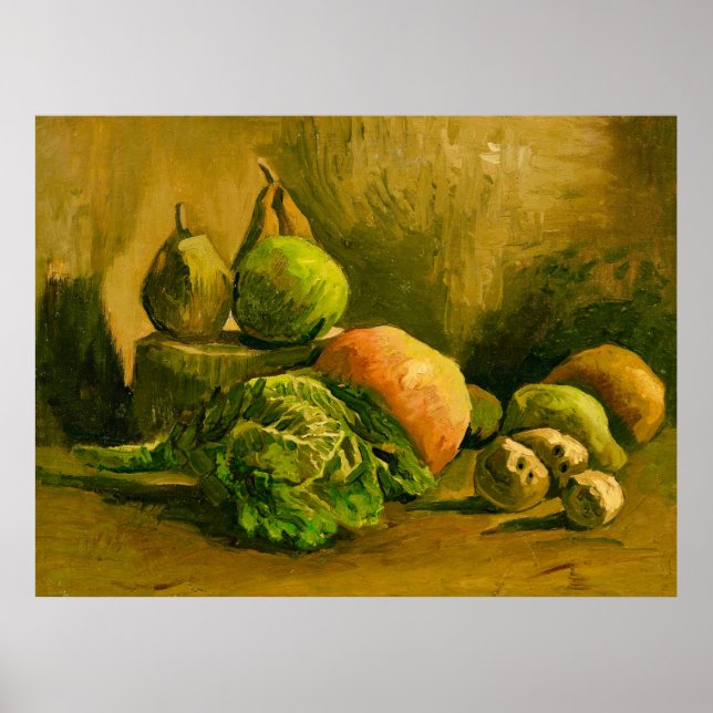 Affiche Nature morte de Van Gogh avec légumes et fruits (Devant)