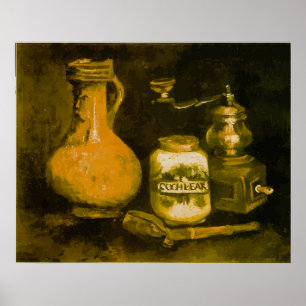 Affiche Nature morte de Van Gogh avec moulin à café, pipe