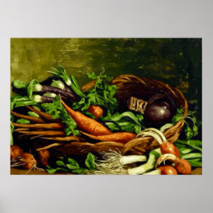 Affiche Nature morte de Van Gogh avec panier de légumes