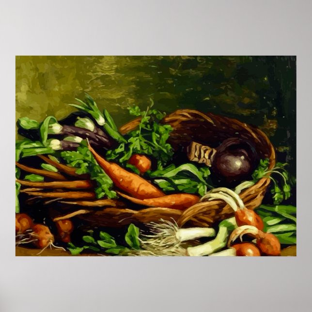 Affiche Nature morte de Van Gogh avec panier de légumes  (Devant)
