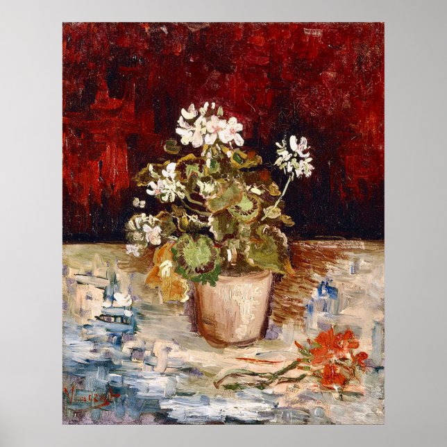 Affiche Nature morte de Van Gogh Pot de géraniums  (Devant)