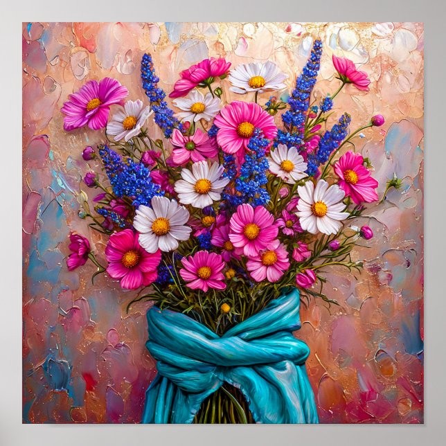 Affiche Nature morte élégante d'un beau bouquet floral (Devant)