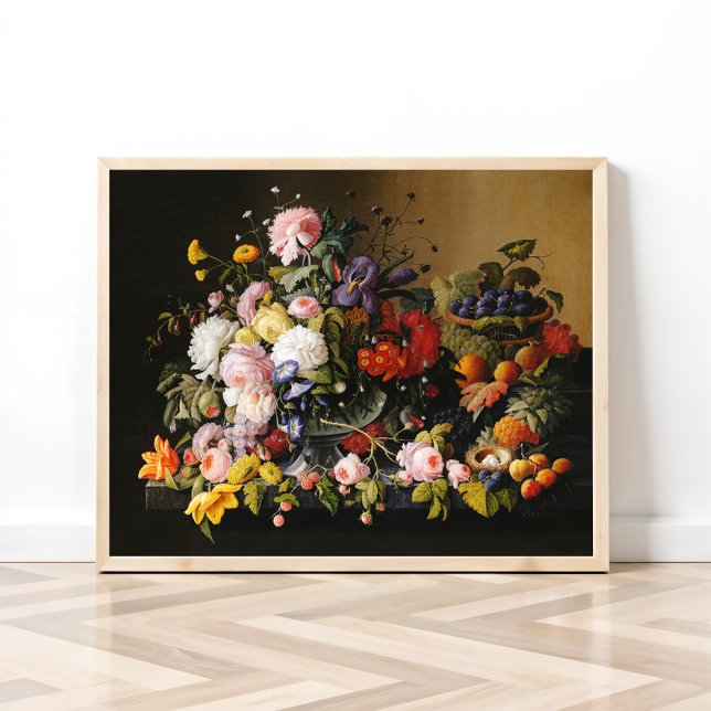 Affiche Nature morte Fleurs et Fruits par Severin Roesen (Créateur téléchargé)