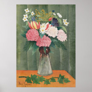 Affiche Nature morte florale rose de Henri Rousseau vintag