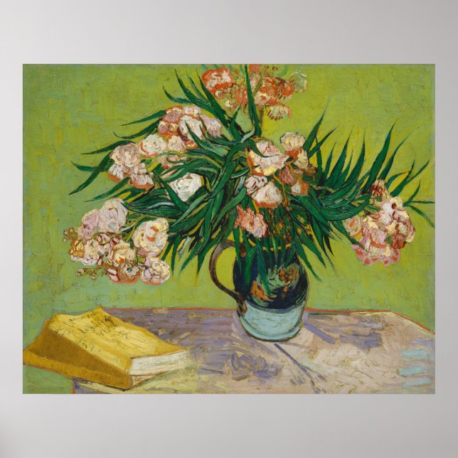 Affiche Nature morte florale rose Oleanders de Van Gogh (Devant)