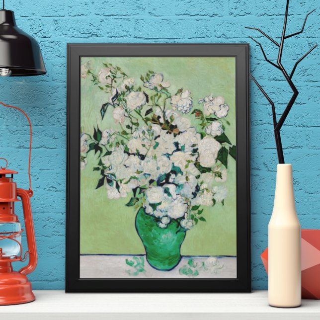 Affiche Nature morte Roses dans un vase par Vincent van Go (Créateur téléchargé)