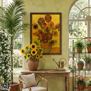 Affiche Nature morte Vase avec 15 tournesols Vincent van G