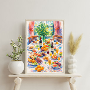 Affiche Nature morte vibrante de table méditerranéenne ave