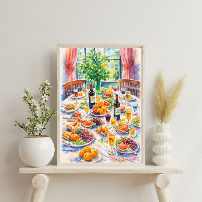 Affiche Nature morte vibrante de table méditerranéenne ave (Créateur téléchargé)