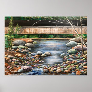 Affiche Nature Paysage Forêt verte avec Brook