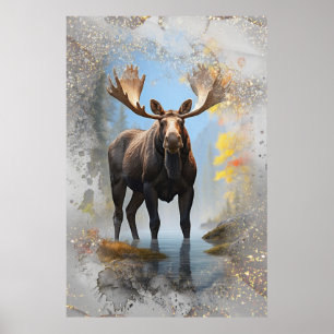 Affiche *~* Nature Stream AP49 MOOSE Artsy Forest Parties