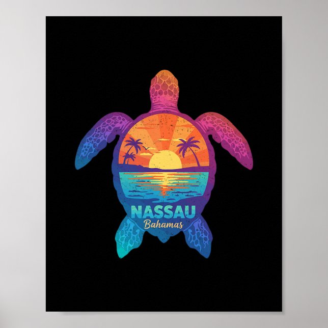Affiche Nau Hamas Tie Dye Sea Turtle Hamas Beach Vacation  (Devant)