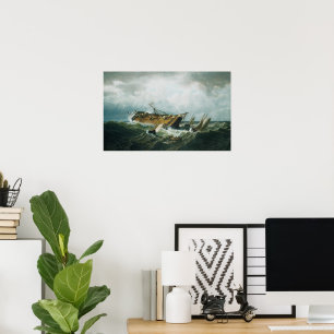 Affiche Naufrage au large de Nantucket dans une tempête - 