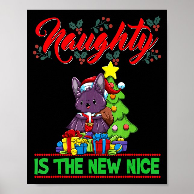 Affiche Naughty Is The New Nice Christmas Santa Xmas T Shi (Devant)