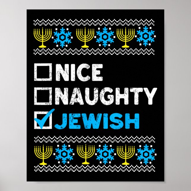 Affiche Naughty Jewish Ugly Hanukkah Sweater Chanukah (Devant)