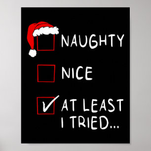 Affiche Naughty Nice Au Moins J'Ai Essayé Liste De Noël Ho