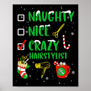 Affiche Naughty Nice Crazy coiffeur Coiffeur Funny X
