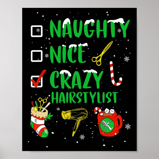 Affiche Naughty Nice Crazy coiffeur Coiffeur Funny X (Devant)