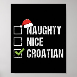 Affiche Naughty Nice Croatie croate Père Noël cadeau de No