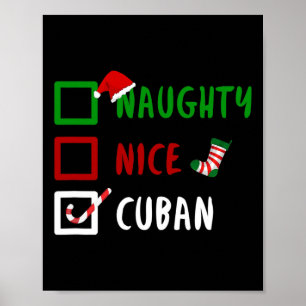 Affiche Naughty Nice Cuba Funny Cuba Christmas Père Noël C