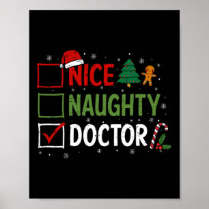 Affiche Naughty Nice Doctor Christmas Pajamas Santa Claus