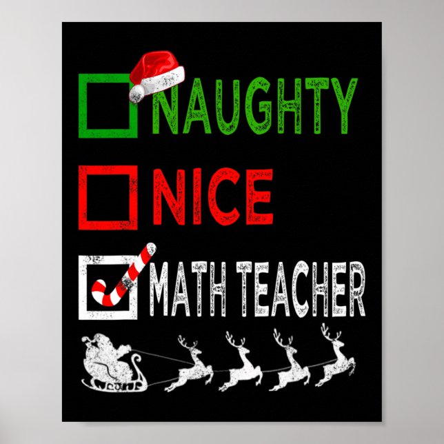 Affiche Naughty Nice enseignant math Pajamas de Noël Drôle (Devant)