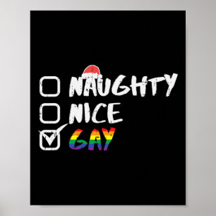 Affiche Naughty Nice Gay Rainbow Funny Gay pride Lgbt Chri