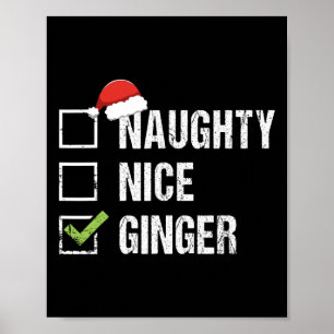 Affiche Naughty Nice Ginger Redhead Santa Hat Irish Christ