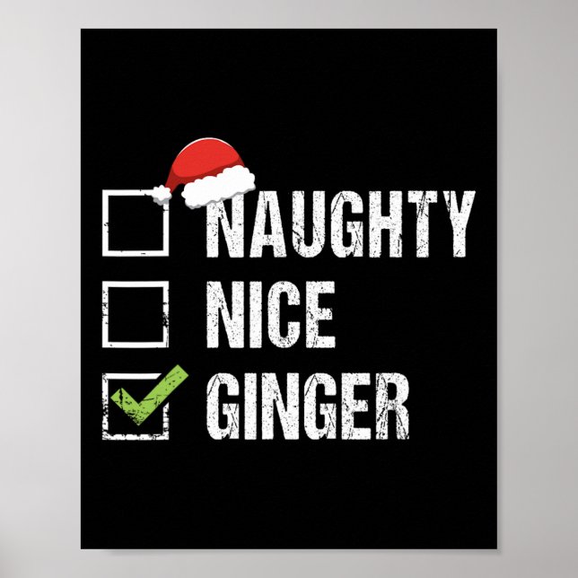 Affiche Naughty Nice Ginger Redhead Santa Hat Irish Christ (Devant)