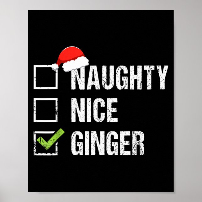 Affiche Naughty Nice Ginger Redhead Santa Hat Irish Christ (Devant)