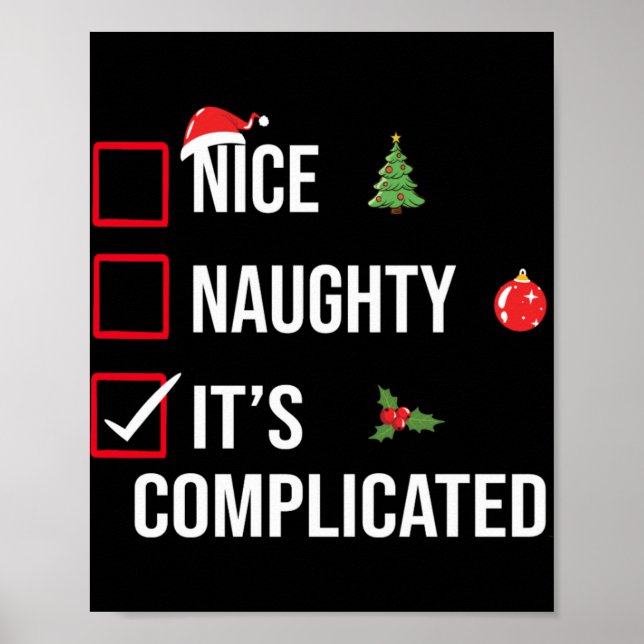 Affiche Naughty Nice Its Complicated Funny Christmas T Shi (Devant)