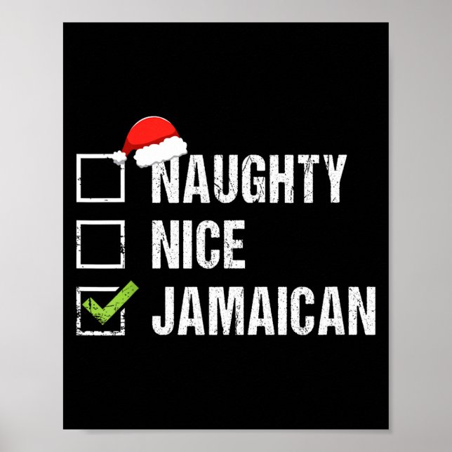 Affiche Naughty Nice Jamaican Shirt Santa Hat Christmas Gi (Devant)