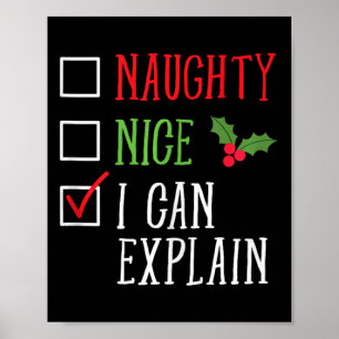 Affiche Naughty Nice Je Peux Expliquer Drôle Liste De Noël