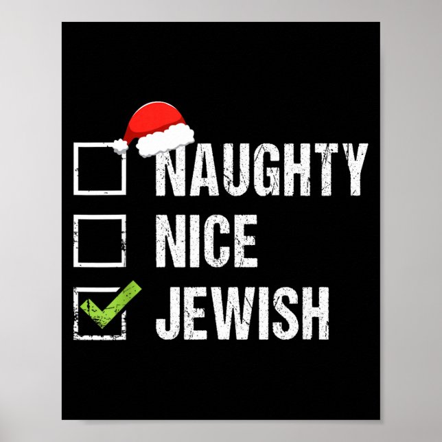 Affiche Naughty Nice Jewish Shirt Santa Jew Christmas Gift (Devant)