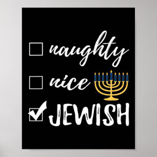 Affiche Naughty Nice Juif Drôle Laid Noël Hanoukka