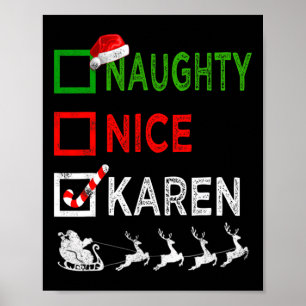 Affiche Naughty Nice Karen Christmas Pajamas Funny Santa H