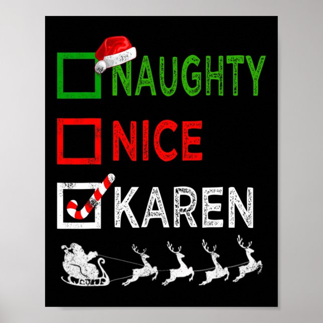 Affiche Naughty Nice Karen Christmas Pajamas Funny Santa H (Devant)