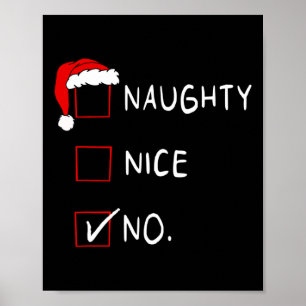 Affiche Naughty Nice Liste No Drôle Noël Hommes Femmes Chr