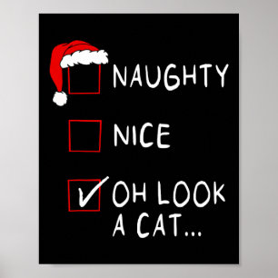 Affiche Naughty Nice Liste Oh Regardez Un Chat Xmas Hommes
