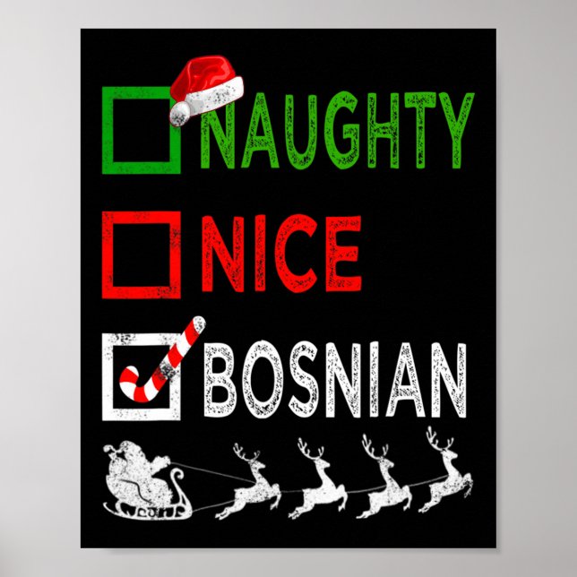 Affiche Naughty Nice Pyjamas de Noël bosniaque Drôle Père  (Devant)