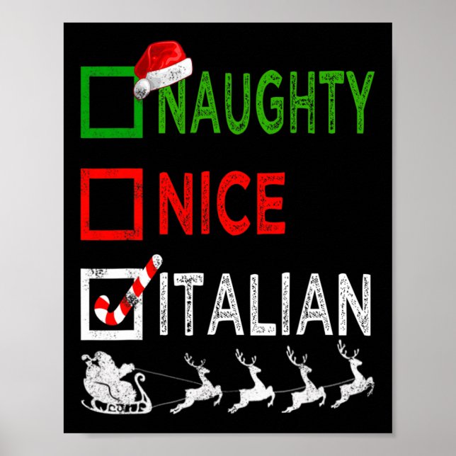 Affiche Naughty Nice Pyjamas de Noël italien Funny Père No (Devant)