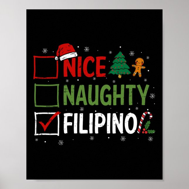 Affiche Naughty Nice Pyjamas de Noël philippins Père Noël  (Devant)