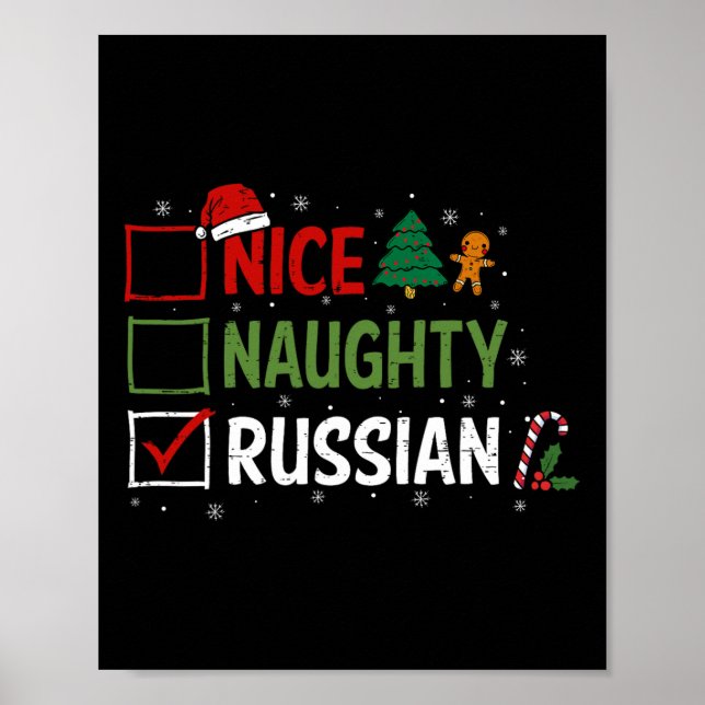 Affiche Naughty Nice Pyjamas de Noël russe Père Noël (Devant)