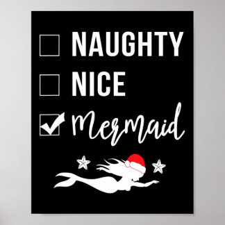 Affiche Naughty Nice Sirène Funny Sirène Noël